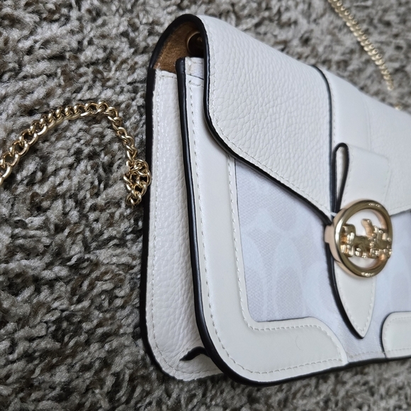 Coach Georgie Shoulder Bag Signature White Cream Light Pink - Picture 5 of 10